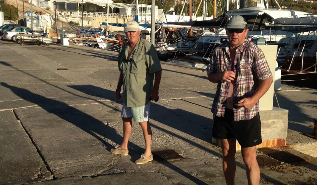 At the Finikas Marina, looking for place to fresh up